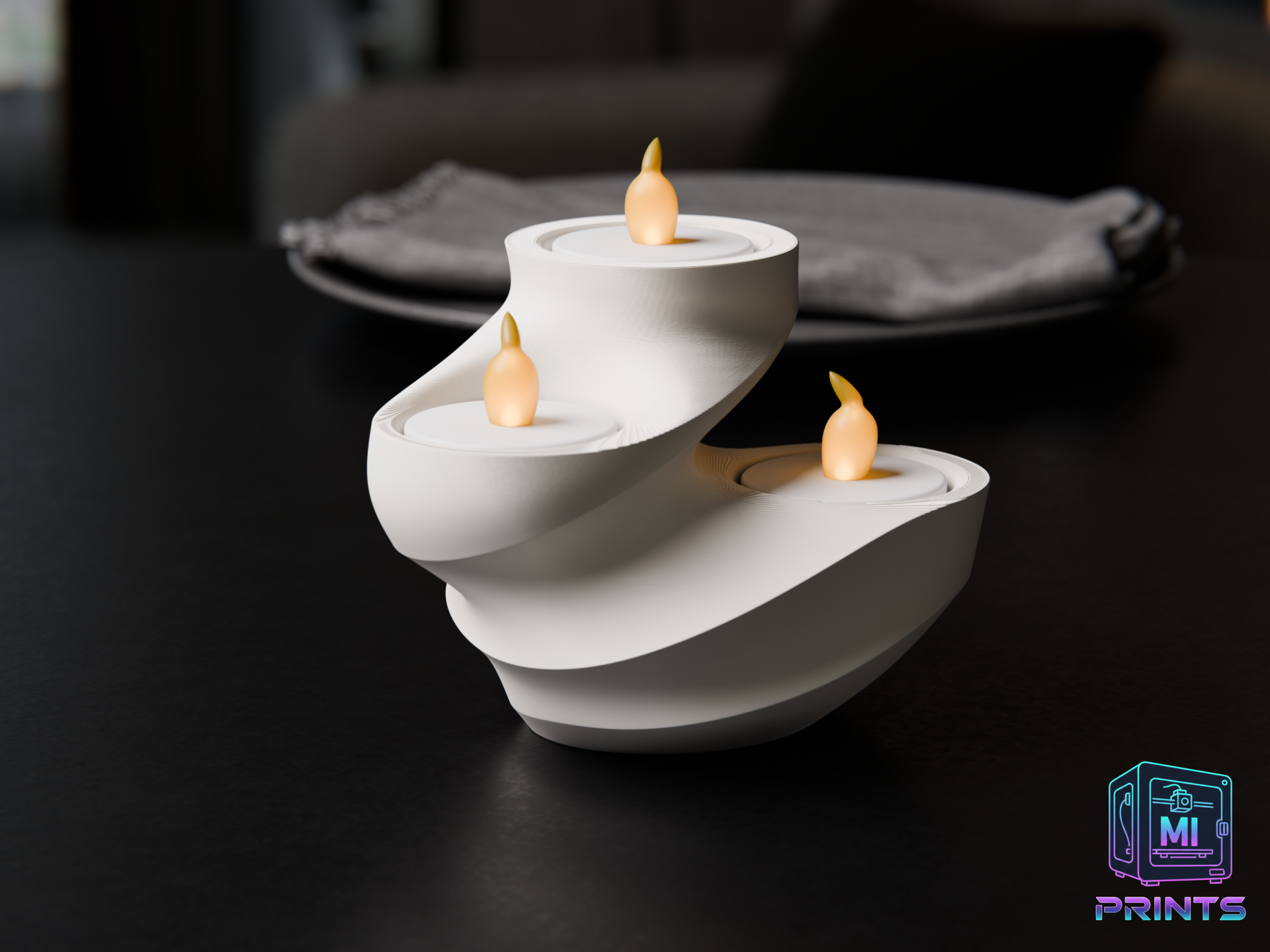 Spiral Tea Light Holder with Light [3d Printed] MI PRINTS