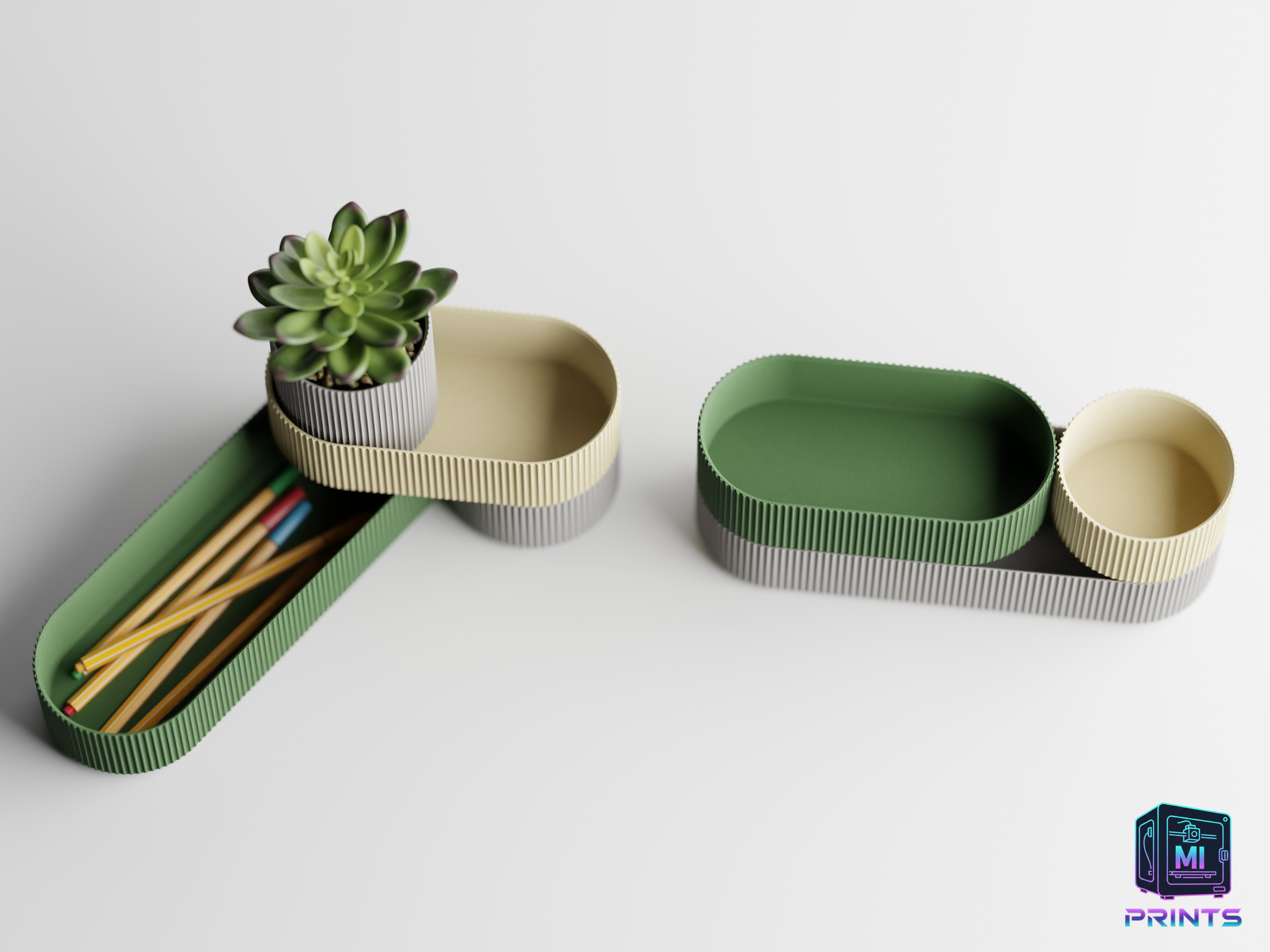 Premium Stackable Desk Organizer and Planter V2 [3d printed] MI PRINTS