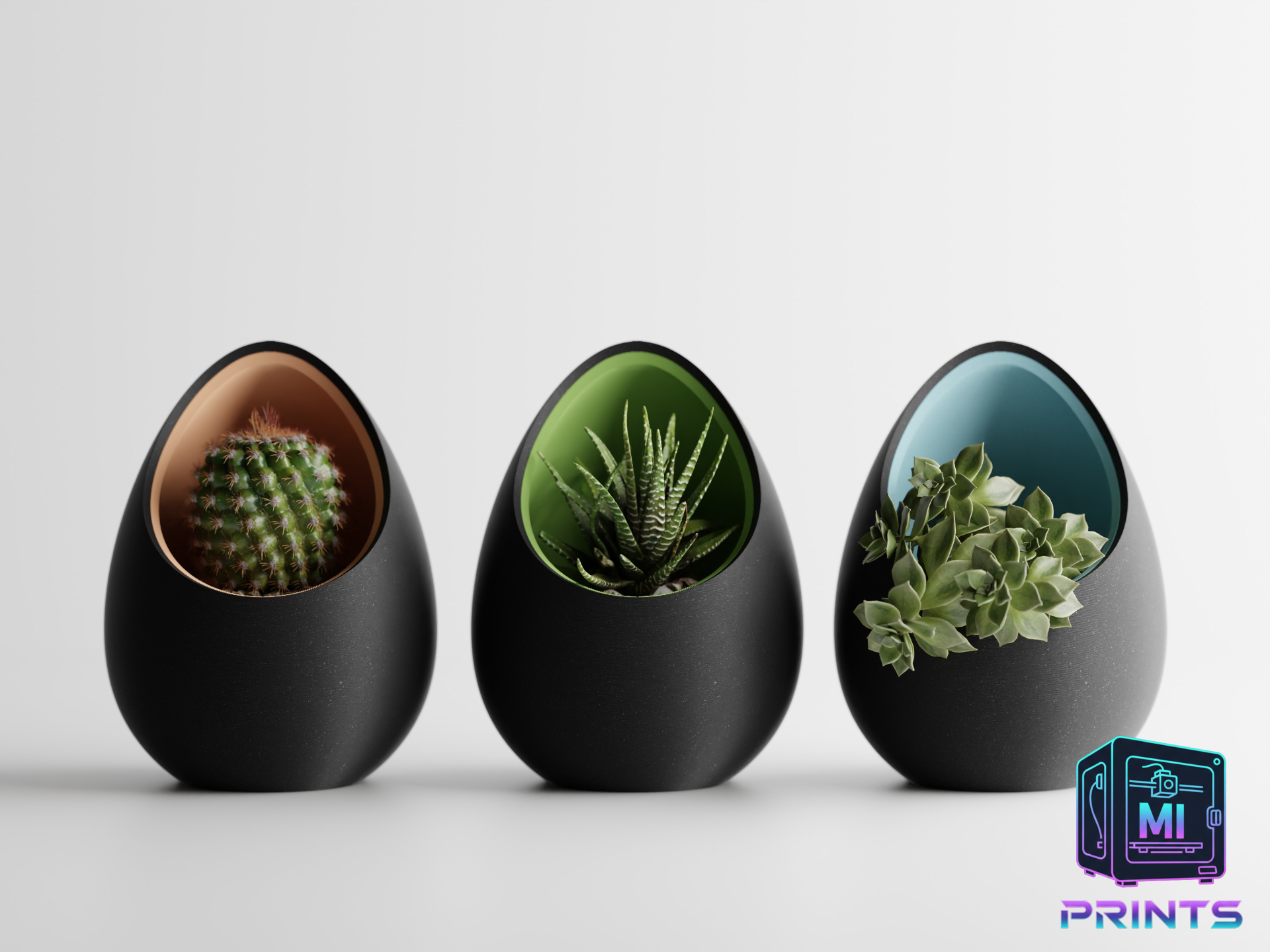 Egg-Shaped Planters [3d Printed] MI PRINTS