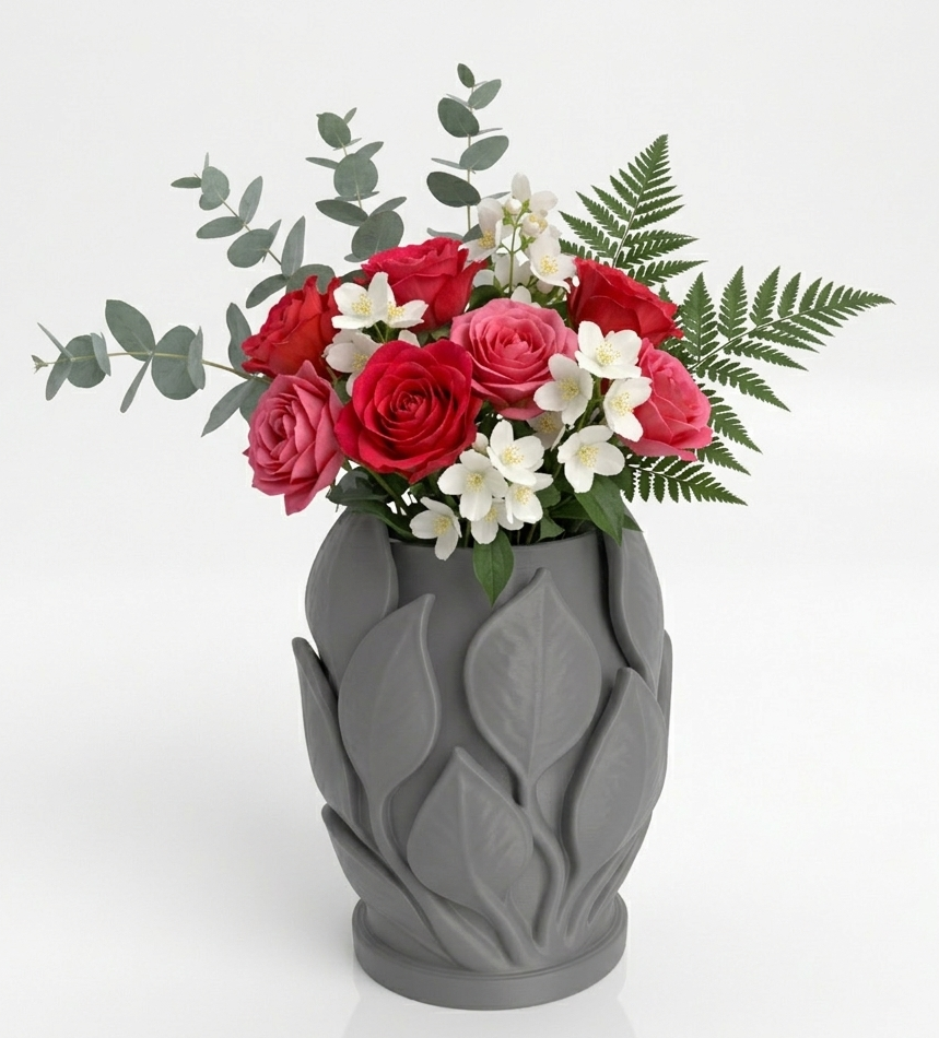 Elegant Leaf Vase [3d Printed] MI PRINTS