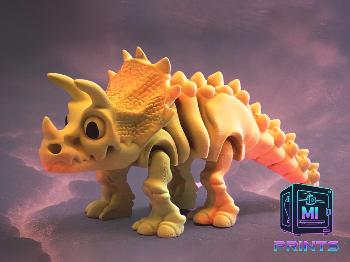 Articulated Triceratops Skeleton Flexi Dinosaur [3d Printed] MI PRINTS