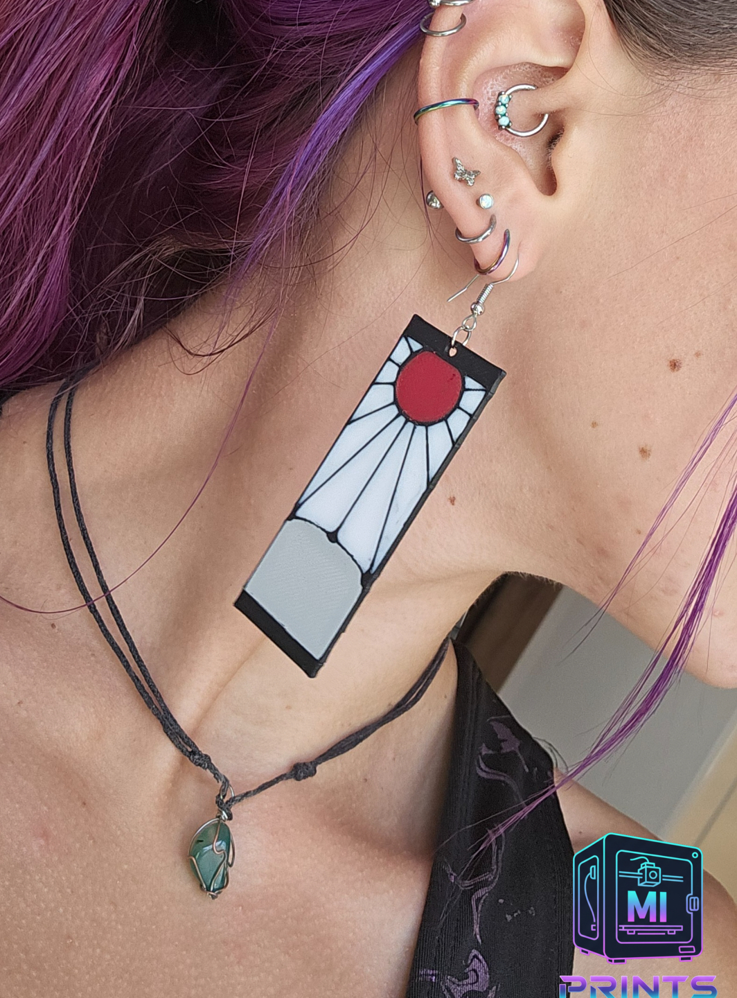 Tanjiro Demon Slayer Hanafuda Earring Anime Cosplay Prop [3d Printed] MI PRINTS