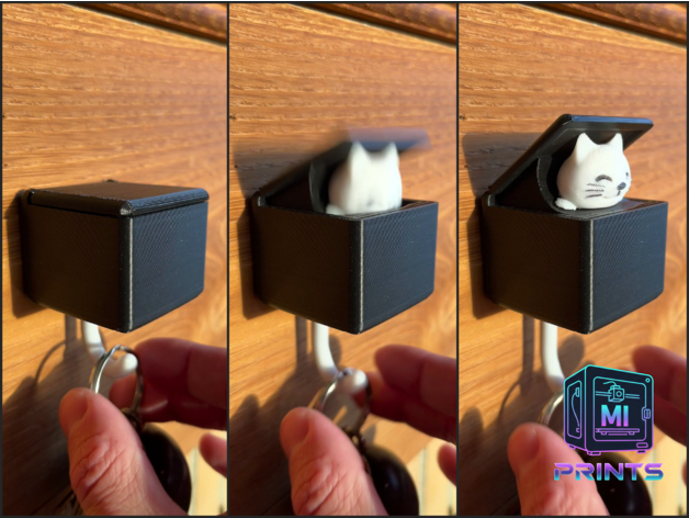 Surprise "Pop-Up" Cat Wall Hook Keychain Holder [3d Printed] MI PRINTS