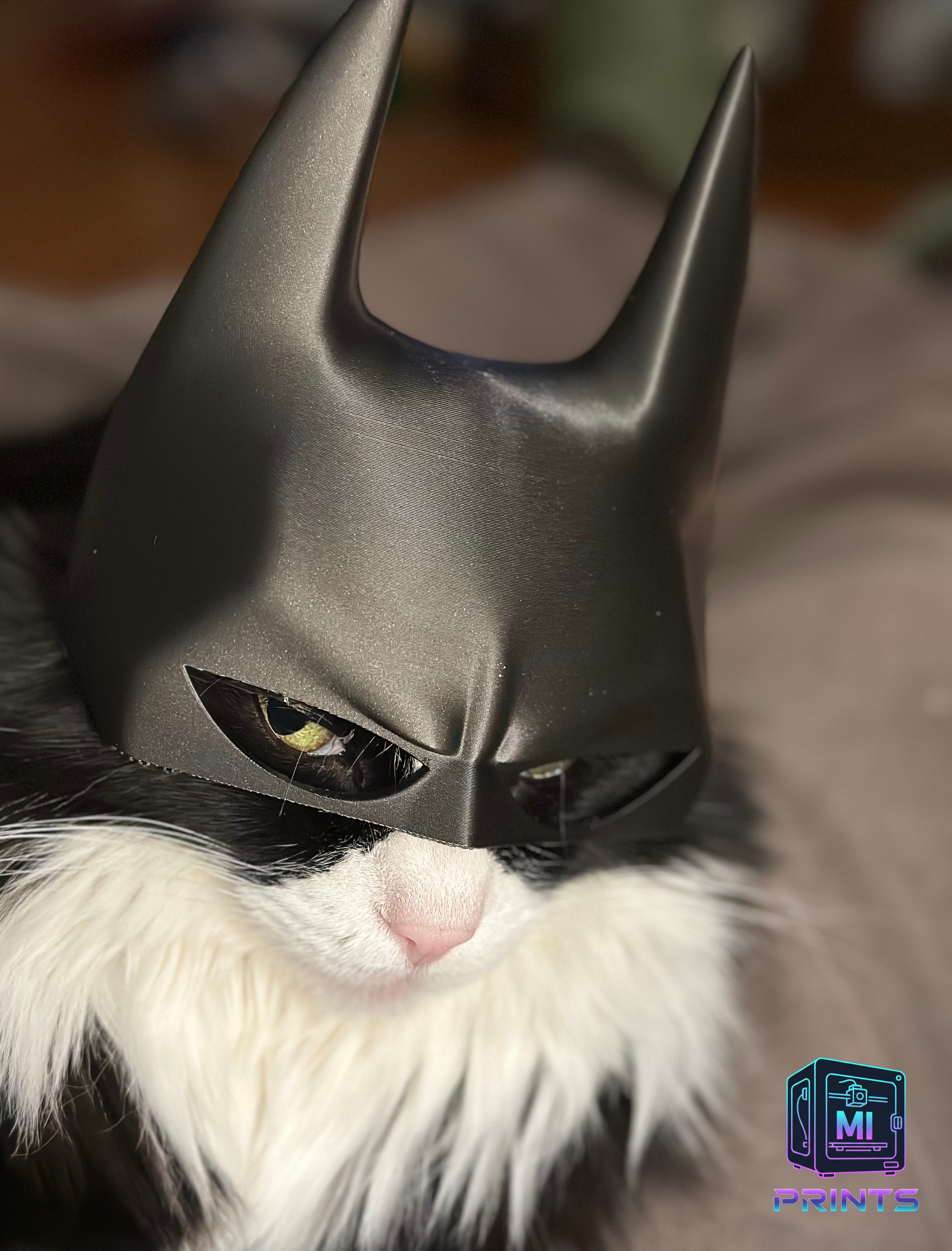 Superhero "Bat-Cat" Mask for Cats, Hilarious Pet Photo Prop [3d Printed] MI PRINTS