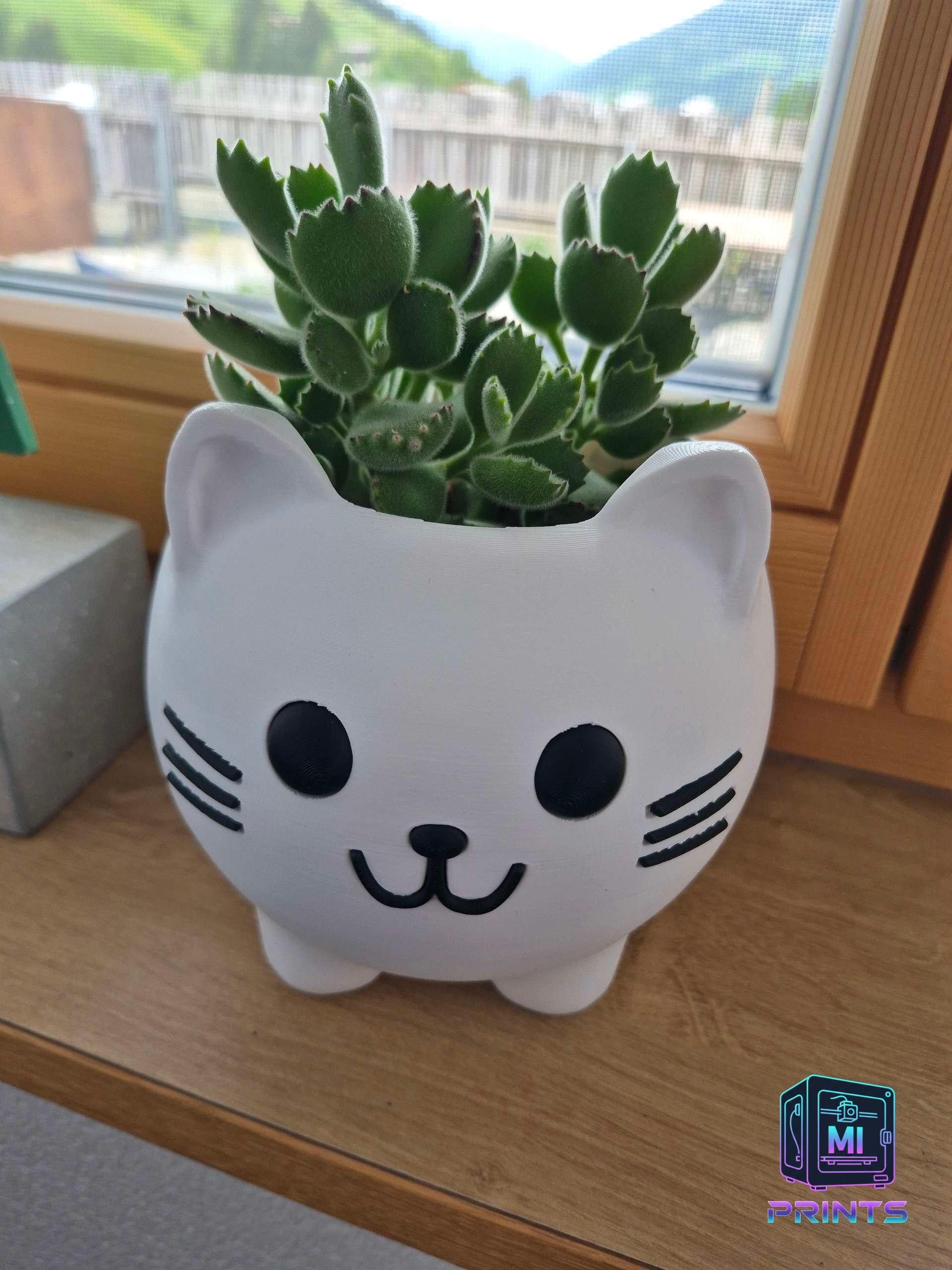 Kawaii Cat Desk Planter & Succulent Pot, Home & Office Decor [3d Printed] MI PRINTS